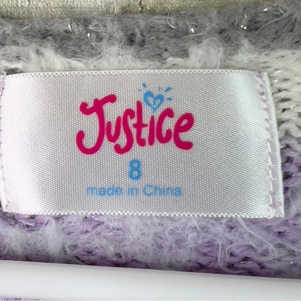 Justice Size 8 Crewneck Long Sleeve Pastel Color Fuzzy Sweater